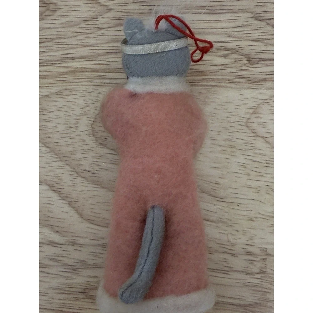 Heart Felts Midwest Cannon Falls‎ Fancy Cat Ornament Pink Gray 1920s Flapper #14